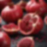 A close-up view of pomegranate fruit with arils