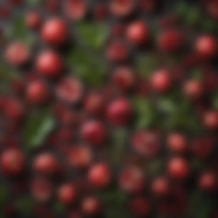 An assortment of tea leaves with pomegranate accents