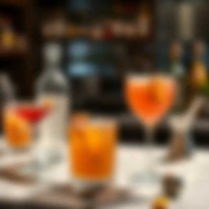 A stylish bar setup featuring essential mixology tools