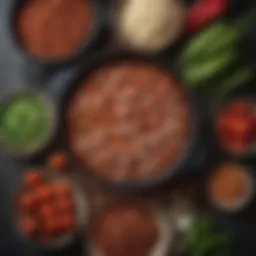 A vibrant display of fresh ingredients for pork and beans
