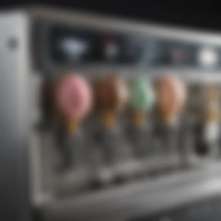 Close-up of the control panel of a portable ice cream machine