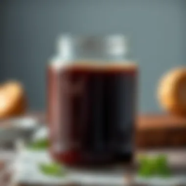A rich, dark powdered beef stock in a glass jar