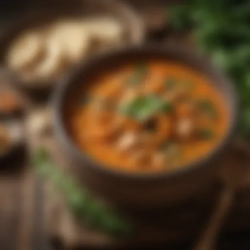 A vibrant bowl of West African Peanut Stew garnished with fresh herbs.