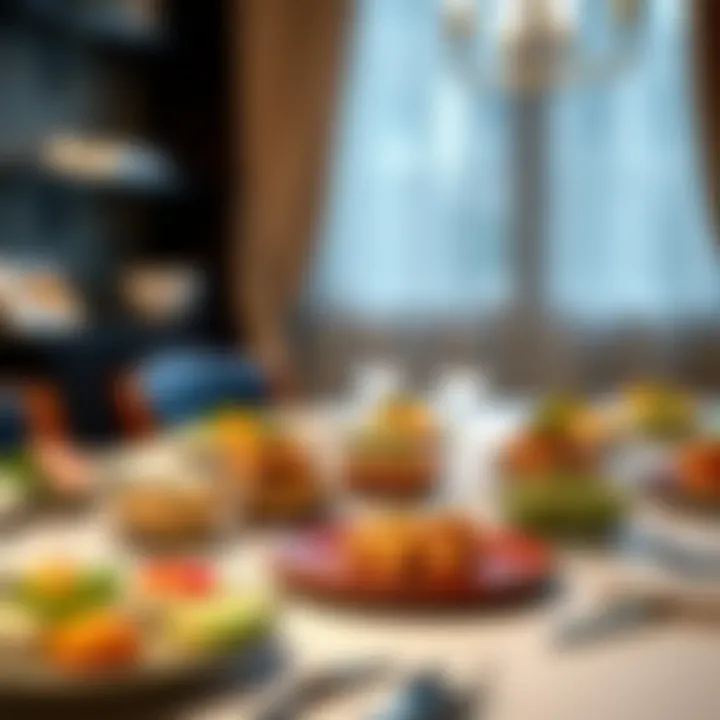 Pyrex mini bowls elegantly arranged on a dining table with gourmet dishes