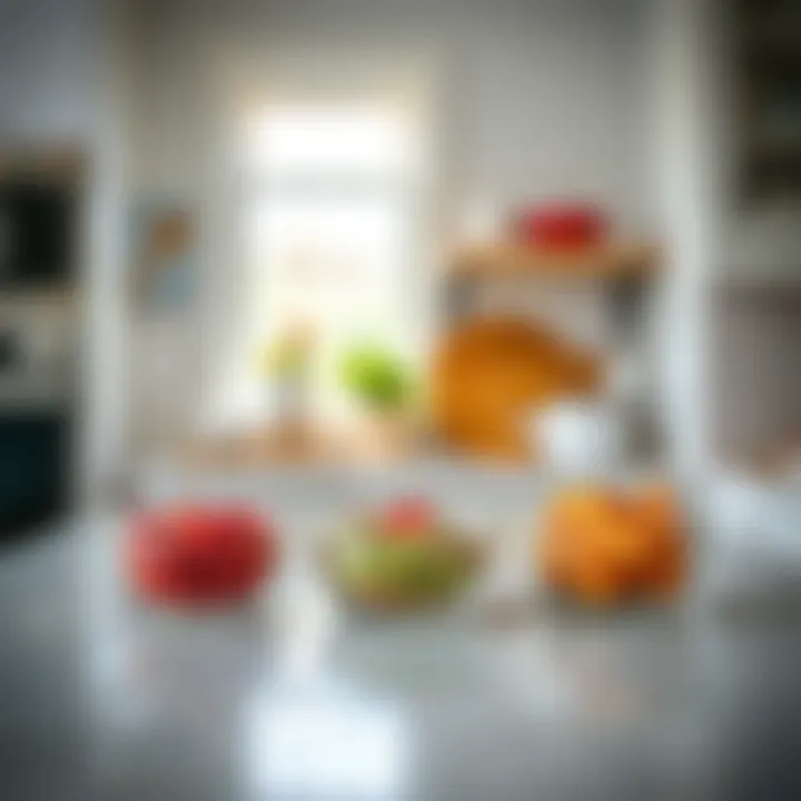 An array of Pyrex mini bowls displayed in a kitchen setting