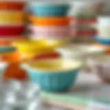 A selection of Pyrex mini bowls showcasing various colors and sizes