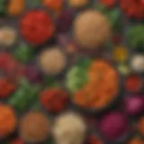 A vibrant array of colorful vegetables and grains showcasing the beauty of plant-based meals