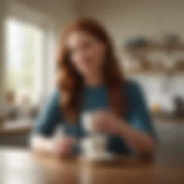 Enjoying Coffee from a Ree Drummond Coffee Cup A person enjoying coffee from a Ree Drummond cup in a sunlit kitchen