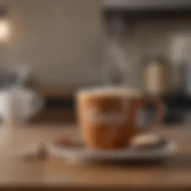 Steaming Coffee in a Ree Drummond Coffee Cup Ree Drummond coffee cup filled with steaming coffee against a cozy background