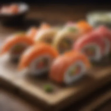 Elegant presentation of sushi as a starter