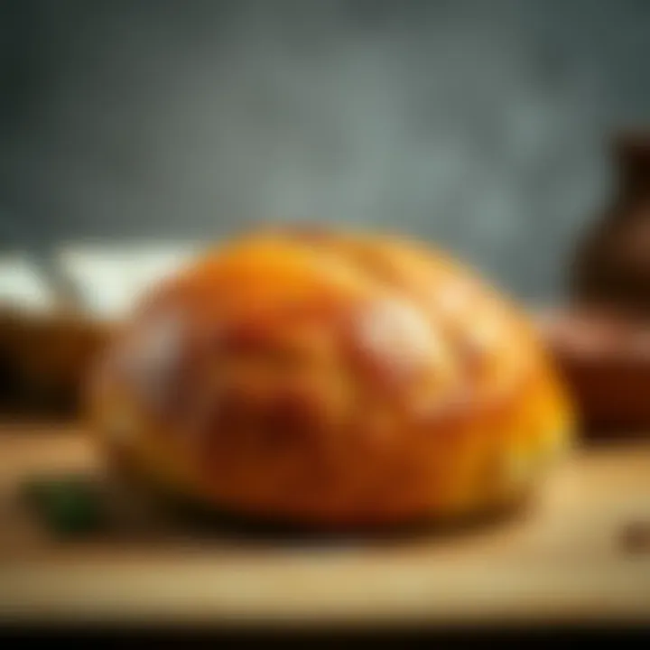 Golden Crust of Round Bread Loaf Delicious round loaf of bread with a golden crust