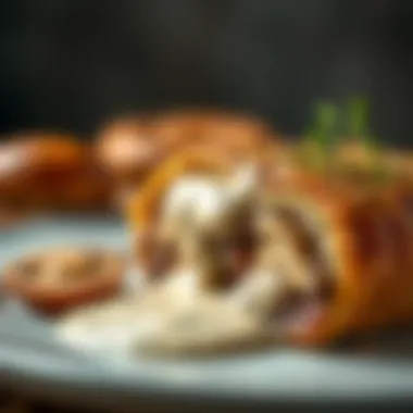 Creamy Mushroom Sauce Creamy mushroom sauce complementing Beef Wellington