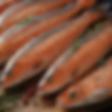 A close-up of smoked trout highlighting its rich, flaky texture.