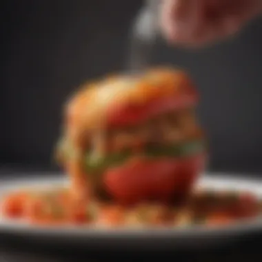 A close-up of a fork lifting a piece of stuffed pepper, showcasing the hearty filling.