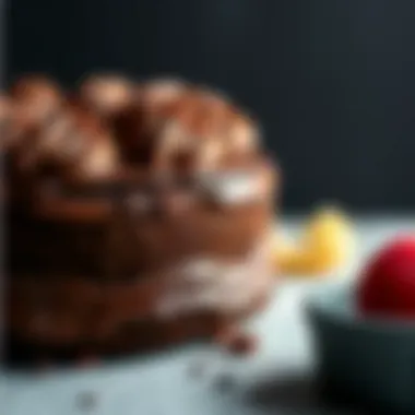 Close-up of a decadent sugar-free chocolate cake