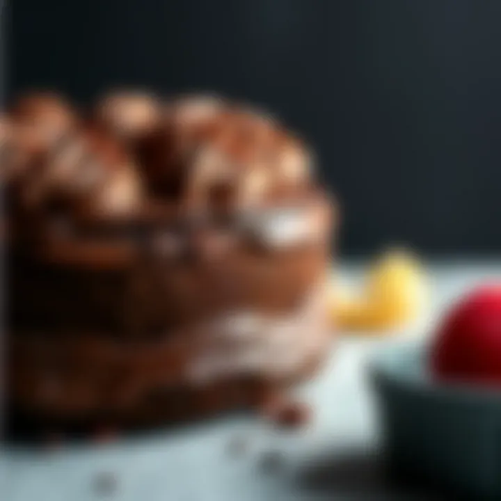 Close-up of a decadent sugar-free chocolate cake