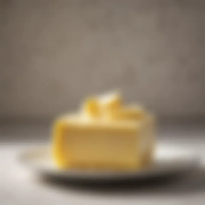 Close-up of butter in a temperature controlled dish showcasing texture