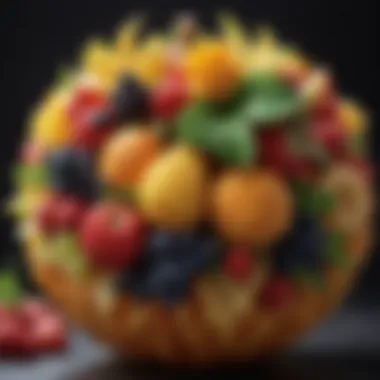 Close-up of unique fruit carving techniques for bouquets