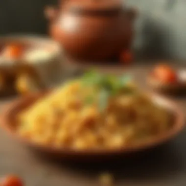 Beautifully plated Spanish rice dish garnished with herbs