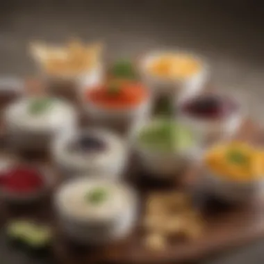 Aldi Dips Assortment A vibrant assortment of Aldi dips displayed in elegant bowls