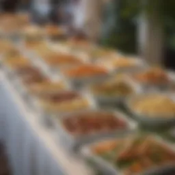 Elegant buffet setup featuring local Hawaiian dishes