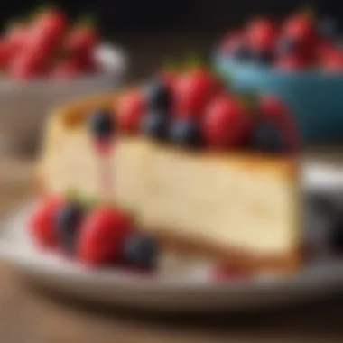 A creamy cheesecake adorned with fresh berries