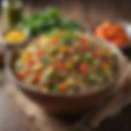 A vibrant bowl of quinoa salad with colorful vegetables