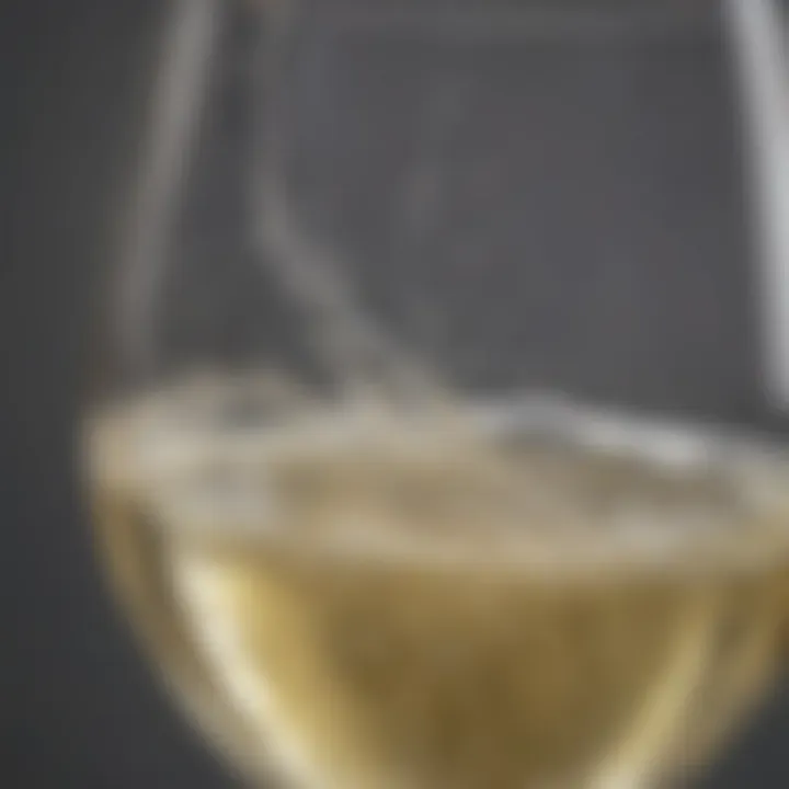 Close-up of a glass of Moscato wine with bubbles