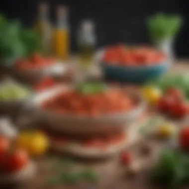 Fresh Ingredients for Ragu An array of fresh ingredients for ragu including tomatoes, herbs, and meats