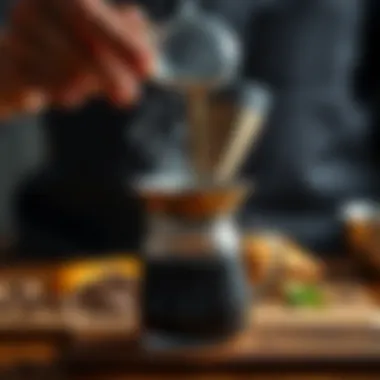 Demonstration of brewing coffee using a stainless steel filter