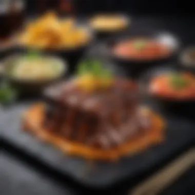 Innovative Modern Japanese BBQ Dish Modern interpretation of a Japanese BBQ dish