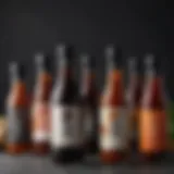 A variety of Japanese BBQ sauces in elegant bottles