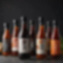 A variety of Japanese BBQ sauces in elegant bottles