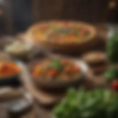 A serene setting depicting the cultural aspects of vegetarianism.