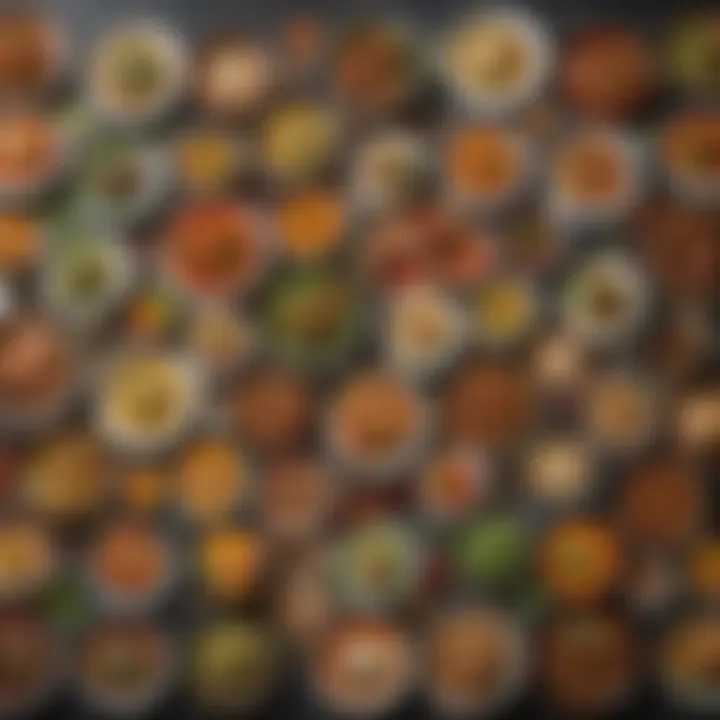 A colorful array of vegetarian dishes from around the world.