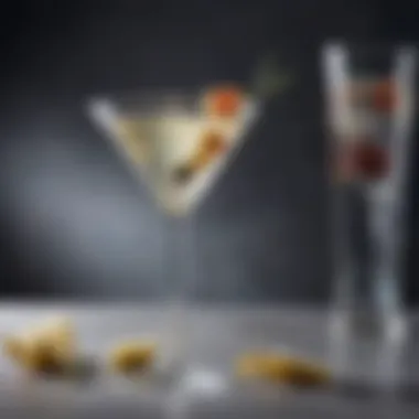 Elegant glass showcasing a dry vodka martini with a twist