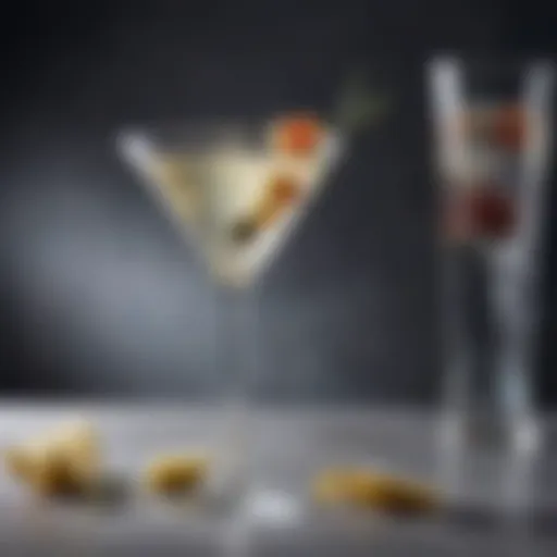 Elegant glass showcasing a dry vodka martini with a twist