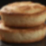 A close-up view of golden-brown English muffin bread toasted to perfection.