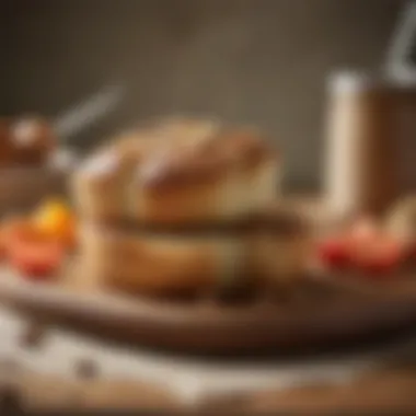 Gourmet Presentation of English Muffin Bread A beautifully plated dish featuring English muffin bread alongside gourmet toppings.