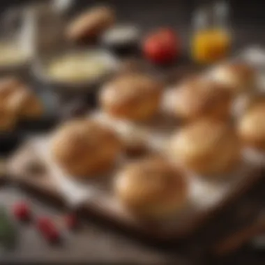 Ingredients laid out for making English muffin bread, highlighting their freshness.