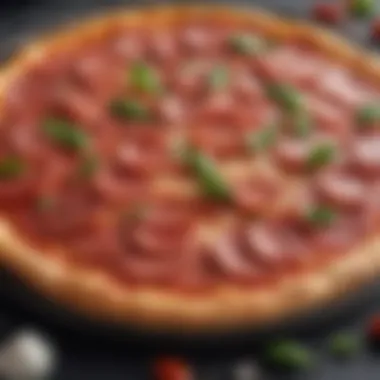 An assortment of fresh ingredients used for making pepperoni pizza