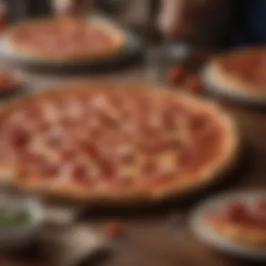 A group of friends enjoying pepperoni pizza at a lively gathering