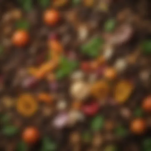 A vibrant compost pile with varied food scraps