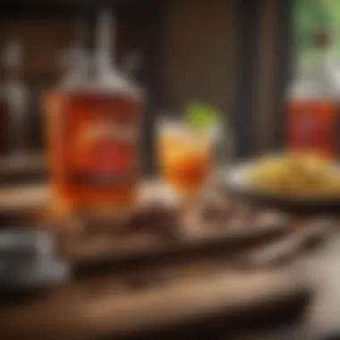 Culinary Harmony: Ingredients for Sweet Tea and Jim Beam A rustic table setting showcasing Jim Beam with sweet tea ingredients