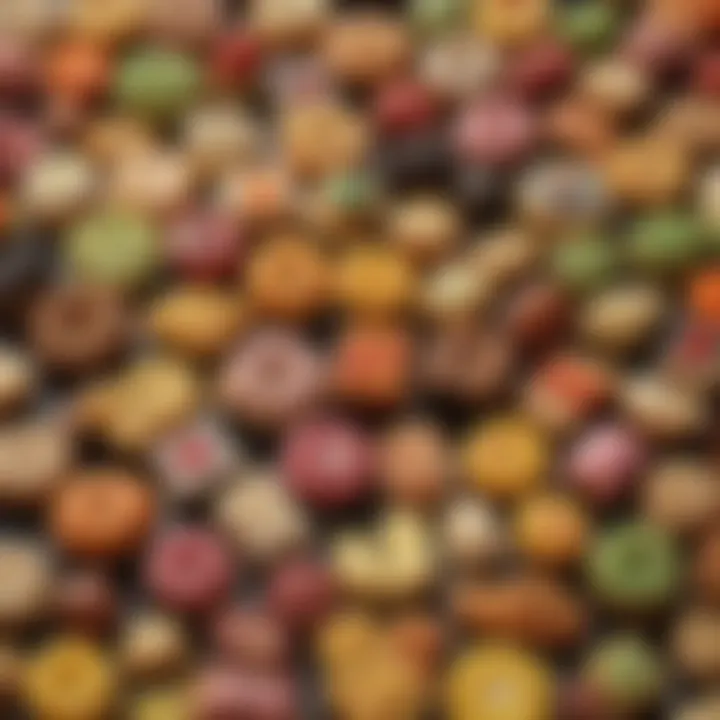 A close-up view of unique contemporary snacks, highlighting innovative flavors and packaging.