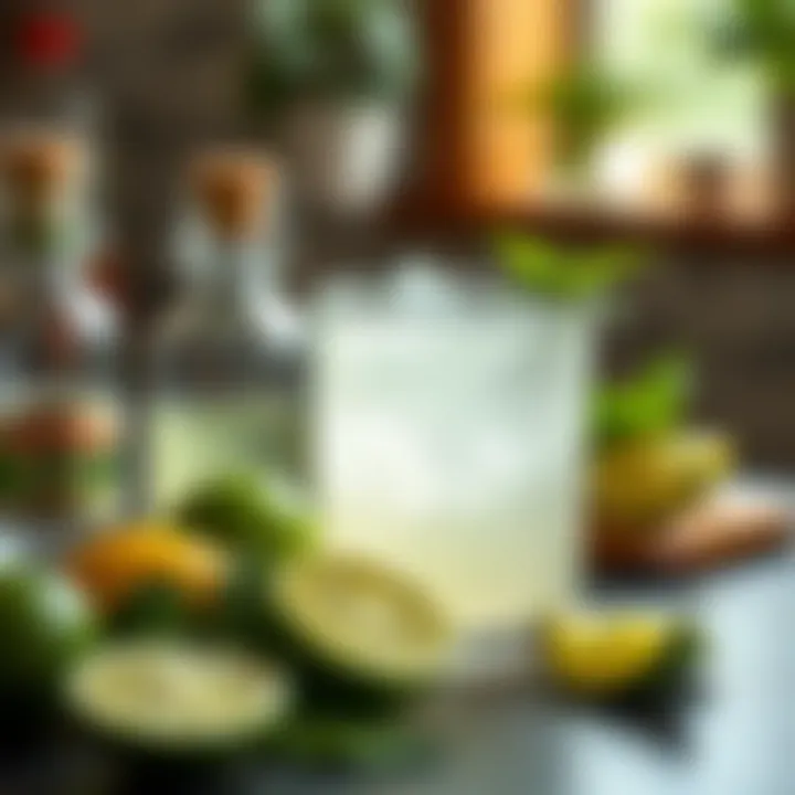 Ingredients for a zero-calorie margarita mix including lime and natural sweeteners