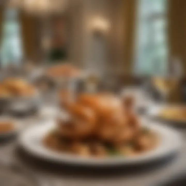 An elegant dining setting featuring the Mississippi chicken as the centerpiece of a meal
