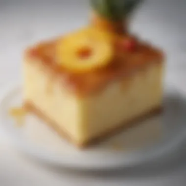 Close-up of the cake revealing its moist texture and layered pineapple topping