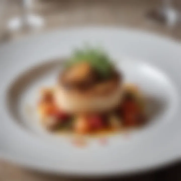 A gourmet dish elegantly plated, highlighting culinary artistry