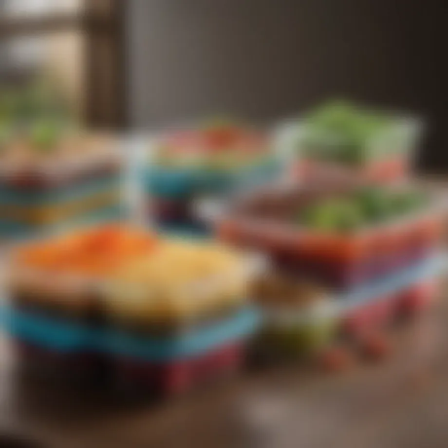 An array of healthy meal prep containers showcasing vibrant ingredients